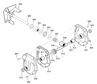 Gear Case Diagram and Parts List for 629119X31A 2004 Briggs and Stratton Snow Blower